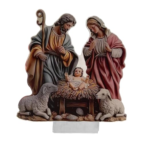 MagiDeal Figura de cena de natividade, estátua em miniatura da família sagrada, figura de cenas de mesa de Natal