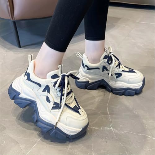 Women's Fashion Y2K Chunky Sneakers Retro Dad Shoes with 2-Inch Platform Color-Block Non-Slip Casual Walking Shoes3
