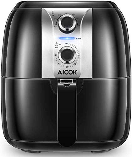 AICOK Freidora sin Aceite, 3,5L Freidora de Aire Caliente, 1400W Air Fryer con Temperatura y Temporizador Ajustable, Cesta Antiadherente, Fácil de Operar y Limpiar, Apagado Automático y Libre de BPA