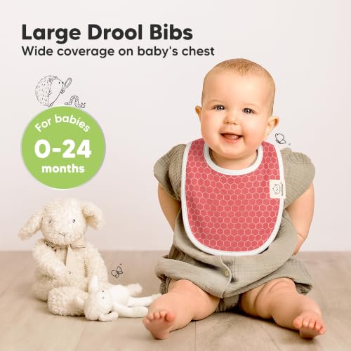 Image of KeaBabies 8-Pack Organic Baby Bibs for Drooling and Teething (Blush) | Soft Cotton Bibs for Baby Girl, Boy, Extra Absorbent, Easy to Clean & Put On, Toddler, Newborn, Infant 0-24 Months