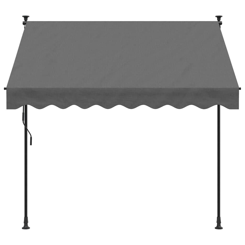 Markiza zwijana antracyt 200x150 cm, stalowa rama z tkaniną PU odporną na promienie UV, z regulowaną wysokością prętów 210-300 cm i korbą do zwijania, idealna na taras, balkon,