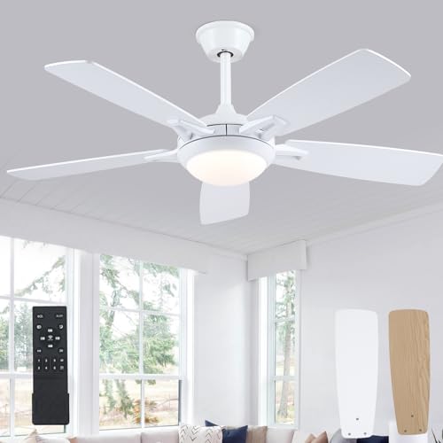 Kviflon Ceiling Fans with Lights and Remote, 46 Inch Modern