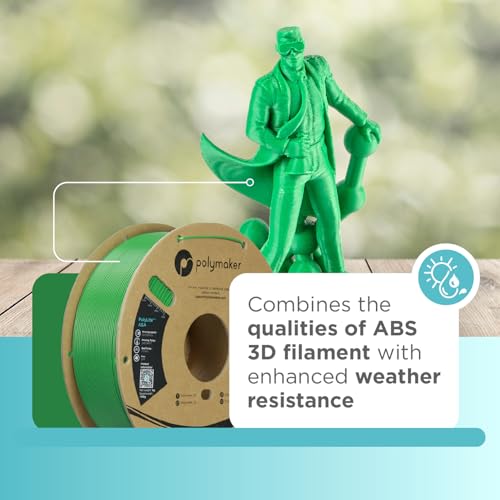 Image of Polymaker ASA Filament 1.75mm Green, 1kg ASA 3D Printing Filament, Heat & Weather Resistant - ASA 3D Printer Filament Perfect for Printing Outdoor Functional Parts