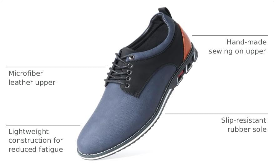 Image of Mens Dress Shoes Casual Business Oxford Derby Orthopedic Leather Shoes Simple Lace-up Walk Loafers Flats Shoes for Men