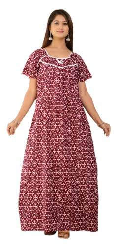 Image of Women's Cotton Solid Maxi Nighty