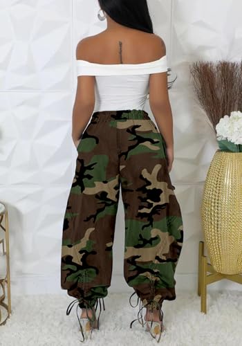 Tbahhir Baggy Cargo Jeans for Women High Waist Wide Leg Denim Pants Loose Harem Drawstring Jogger Sweatpants Trousers3