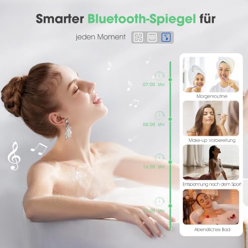S'bagno 140x80cm Rahmenloser Bluetooth Badezimmerspiegel-mit-Beleuchtung – Ansicht 2