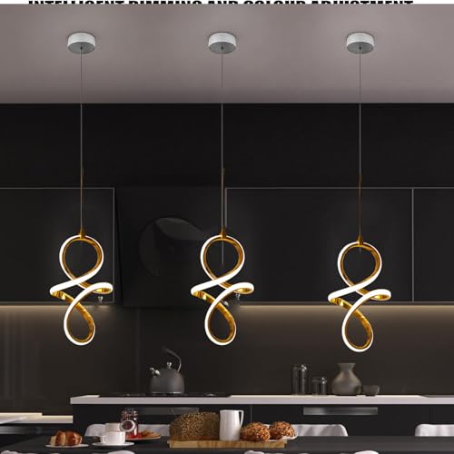 Image of DarkVision Contemporary LED Infinity Pendant Light Hanging Light Decorative Gold Finish Acrylic Ceiling Lamp Fixture Lamp 3 in 1 Color Changing, Soft Lighting for Bedroom, Hallway (Inbuilt Led)