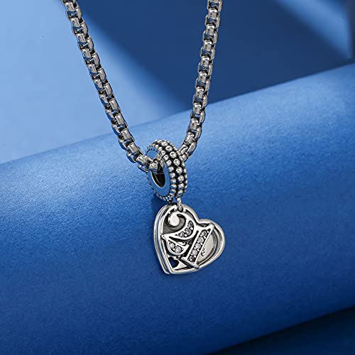 Image of ARTCHARM 16 18 21 30 40 50 60 Meaningful Number Charm 925 Sterling Silver Cubic Zirconia Bead Gift for Happy Birthday Anniversary Mother's Day