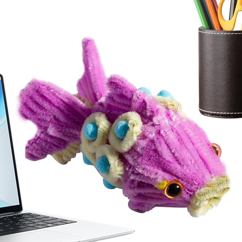 Cepillos artesanales, Cepillos de Chenilla - Manualidades con Palos difusos para farolillos de Pescado | Trabajos con cepillos, Palos de Peludo para niños, Palos de Peluche de Colores p