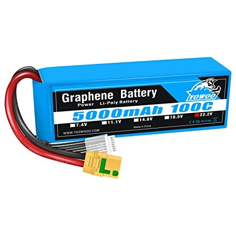 Yowoo Graphene Battery 6S 22.2V 5000mAh 100C with Amass XT90S Anti-Spark Connector Lipo Battery for Mikado LOGO500 Align T-REX 550 600E 700E GAUI X5 Outrage 550 Hirobo SDX Multirotors EDF Jets Cover