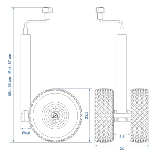 ProPlus Zwillingsrad Doppelstützrad Anhänger Bugrad Anhängerstützrad Deichsel Rad Reifen