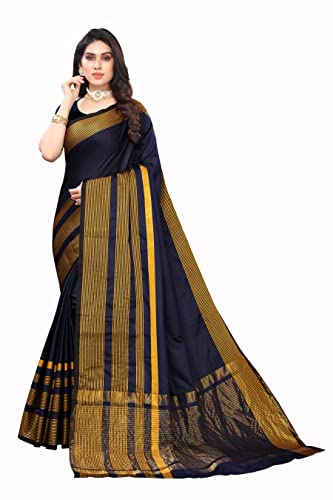 Image of VJ Fashion Women Cotton Silk Saree With Blouse Piece freesize