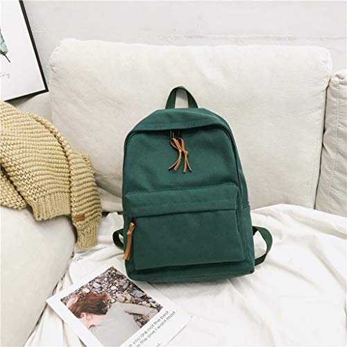 CAFFAINA Middle High School Studen Sac à Dos en Toile pour Femmes Sac à Dos uni pour Voyage Sac à Dos décontracté - Vert Clair Cover