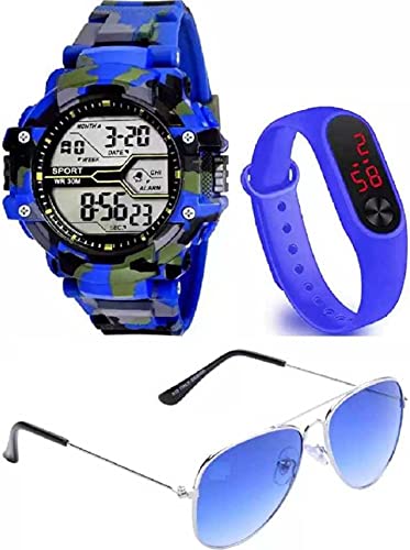 SELLORIA Black Digital Stainless Steel Watch with Sunglass Boys Combo Pack of (B094425J72) Amazon Price History, Amazon Price Tracker