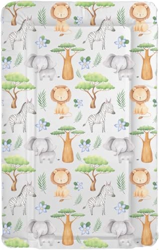 KAM Labelz Baby Nursery Waterproof Soft Padded Changing Mat| Raised Soft Edges, Easy Wipe Clean| Unisex|Nappy Change Pad Cute Lovely Animal Design for Girl Boy (Jungle Safari)