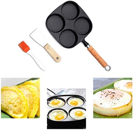MAIFENGLE Egg Frying Pan Cast iron 4 grids Fried Egg Cooker Pans, Induction Pancake omelette pan, save food oil, black 20cm