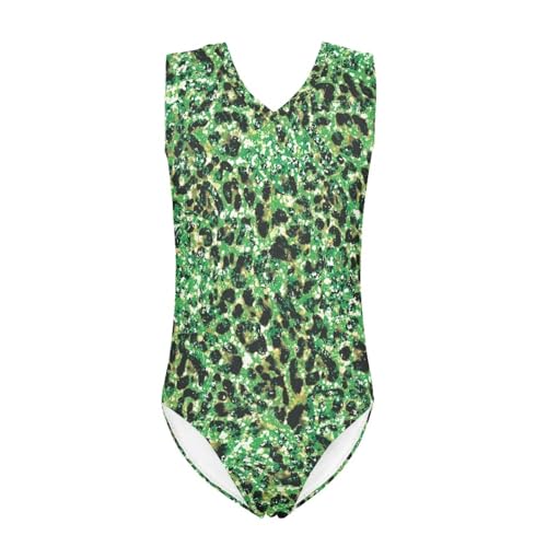 Girl's One-Piece Bathing Suit Sleeveless Swimwear V Neck Gymnastics Dancing Leotards 3-14Y
