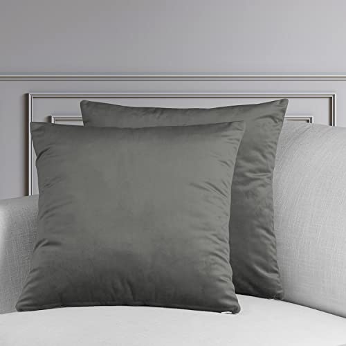 Image of HPD Half Price Drapes Cushion Cover 18 x 18 Heritage Plush Velvet - VPYC-161213-CC18PR - Pair, Destiny Grey