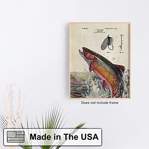 Apple Creek Antique Fly Fishing Lure Patent Art Print Brook Brown Rainbow Trout Lures Poles 11X14 Cabin Wall Decor Pictures thumb #3