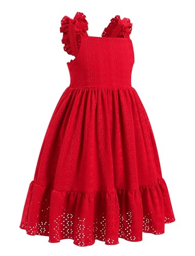 IBTOM CASTLE Girls Summer Dress Boho Kids Sleeveless Hollow Out Smocked Back Ruffle A Line Party Casual Sundress2