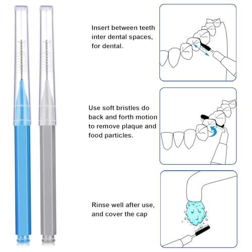 Image of Patelai 100 Pieces Braces Dental Brush for Cleaner Interdental Toothpick Dental Tooth Flossing Head Oral Hygiene Flosser Toothpick Cleaners Tooth Tool(Blue, Grey,Mixed Sizes)