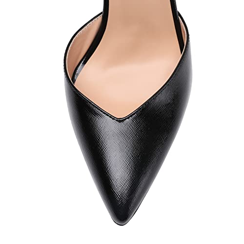 Carolyn - Women's Elegant, Sexy and Feminine Pointed Toe D’Orsay Pumps with 4" Stiletto High Heels in Vegan Leather and Ankle Straps. Handmade to Perfection.4