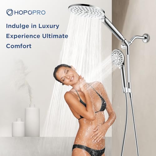 Hopopro DSSJ781CP Dual Filtered Handheld Shower Heads Combo, Hopopro 15-Mode High Pressure Rainfall Showerheads Combo Set With Filter, For Hard Water thumb #3
