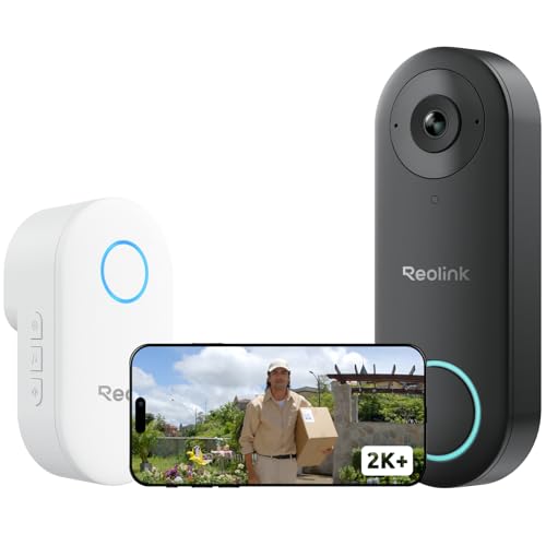 Reolink Video-Türklingel mit Chime, 5MP Ultra HD Kabelgebundene Türklingel mit Kamera, 2,4/5GHz WLAN, Personenerkennungsalarme, 180° Ultraweitwinke