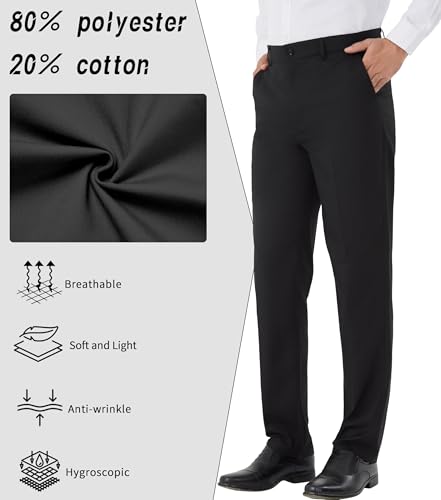 Image of Men's Classic Fit Flex Flat Front Dress Pants Formal Pants for Business & Office