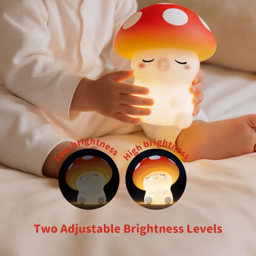 Image of Led Cute Mushroom Night Light, Colorful Dimmable Nursery Kawaii Lamps, Super Squishy Silicone USB Rechargeable Beside Lamp, Used for Camping Party Room Decor(Mushroom)
