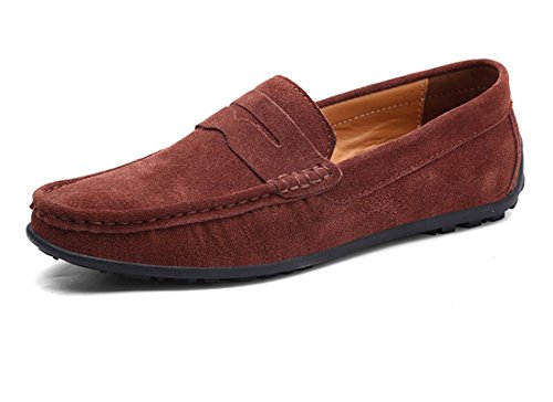 ChicWind Men's Suede Leather Penny Loafers Driving Moccasins Slip On Flats Boat Shoes