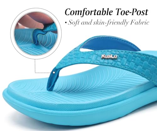 Image of KuaiLu Womens Flip Flops Arch Support Yoga Mat Cushioned Thong Sandals | Ladies Comfortable Walking Slides For Plantar Fasciitis Slip On Indoor Outdoor For Summer