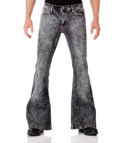 COMYCOM Jeans Acampanados para Hombre Star Black J, W28/L32