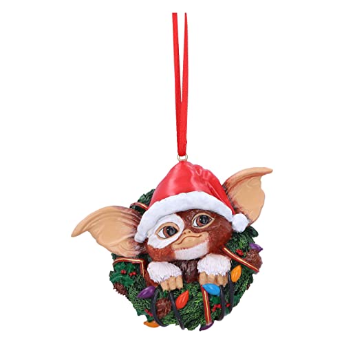 Nemesis Now Gremlins Gizmo in Wreath Hanging Ornament 9.5cm, Resin, Officially Licensed Gremlins Merchandise