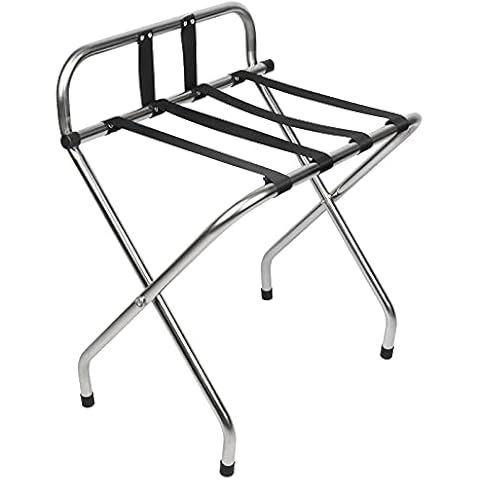Soporte de Maletas Plegable con Respaldo en Metal Cromado Cover