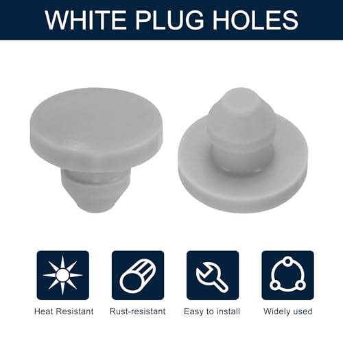 Image of uxcell 10pcs Hole Plug 3 /16 Inch (4mm) Button Plugs Fit for 3.5mm Hole, Snap in Locking Hole Tube Plug Gel Tube Waterproof Plug Tube Plug, Grey