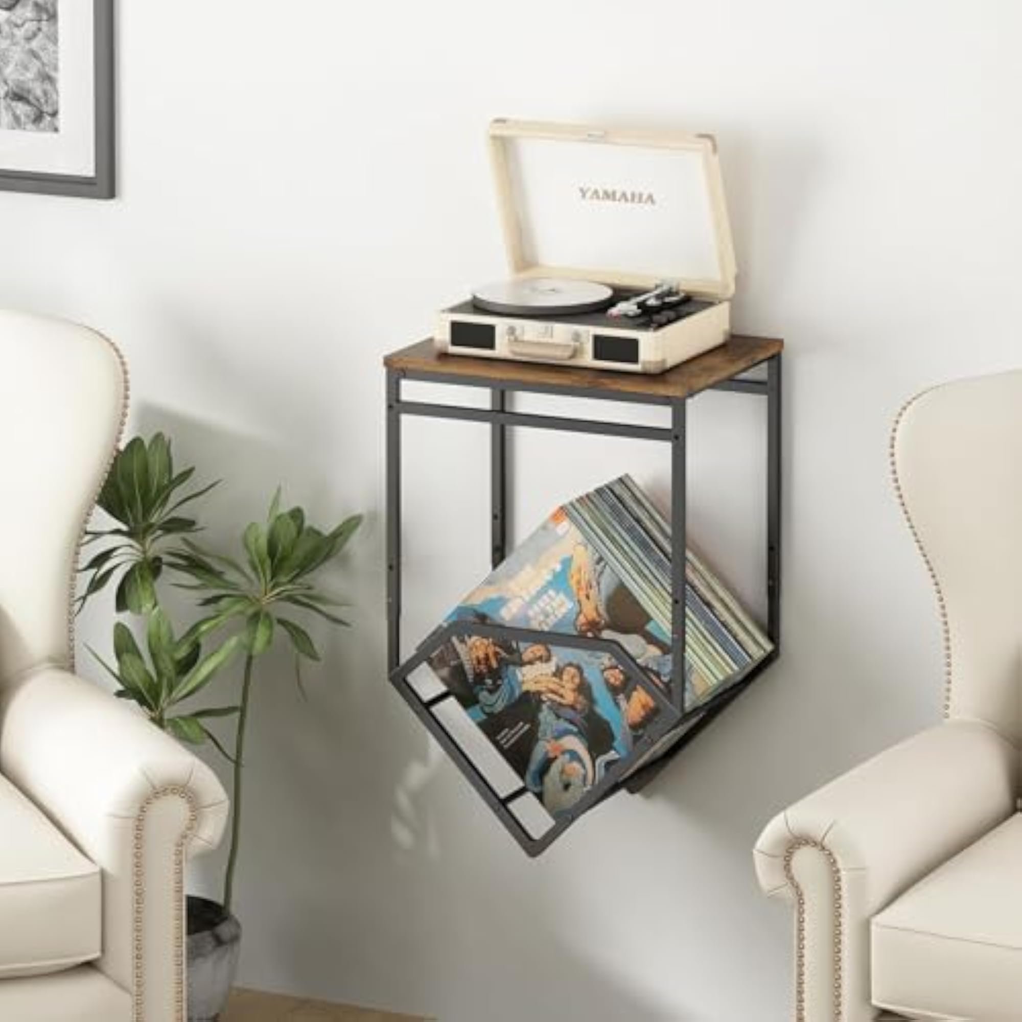 58124 Wall Mounted Record Player Stand, Vinyl Holder