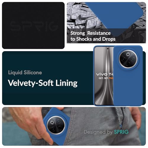 Image of SPRIG Compatible with iQOO Z10 Premium SilkTone Back Cover Drop Tested Shock Proof Mobile Case for Men, Women, Boys and Girls with Camera Protection (Navy Blue)