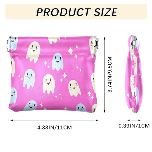 Cute Halloween Ghost Squeeze Coin Purse, Leather Coin Purse, Mini Wallet, Compact and Portable, Unisex3