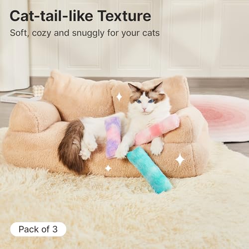 Image of Potaroma Cat Toys Pillows, 3 Pcs, Soft and Durable Cat Crinkle Sound with Catnip Inside, Interactive Indoor Kitten Kicker, Promotes Kitty Exercise