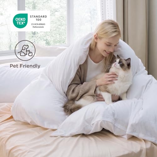 Image of Bedsure Prewashed Duvet Cover Queen, Cotton-Like Bedding Set, Bright White | Ultra Soft, Relaxed Texture, 90 inchx90 inch Breathable Comfort, Hidden Zipper, 8 Corner Ties, Easy Care, OEKO-TEX, Year-Round Use