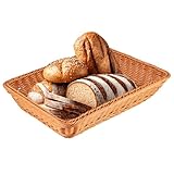 Rechteckige Rattan Gewebter Brotkorb Lebensmittel Brot Obst Aufbewahrungskorb Tischplatte Essen Servieren Körbe Tabletts für Familienwohnzimmer, Küche, Esszimmer, Obstladen(L)