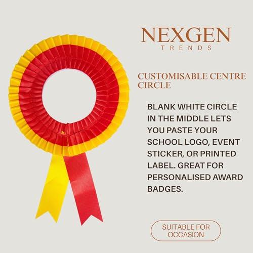Image of NEXGEN Trends Double Line Satin Award Badge for School Sports Day, Annual Day & Prize Distribution | Premium Ribbon Badge with Safety Pin | Pack of 10