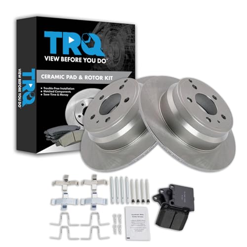Image of TRQ Rear Brake Pad and Rotor Set Ceramic Compatible with 1994-1997 Volvo 850 1998-2004 C70 1998-2000 S70 1998-2000 V70