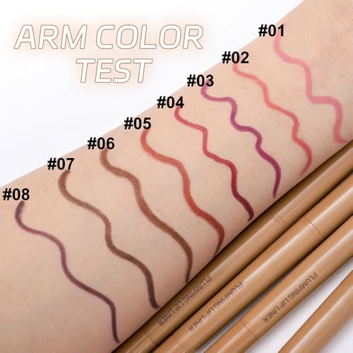 Image of Matte Lip Liner Pencil, Long-Lasting Creamy Formula with Silicone Smudger, Waterproof Non-Staining Crayon for Lip Contouring, Plump Define Sculpting 08#