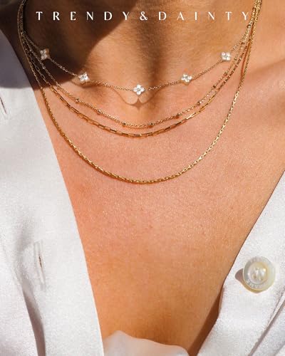 FUNEIA Dainty Silver Gold Necklaces for Women Trendy Non Tarnish 14K Gold Plated Cubic Zirconia Necklace Layered Cute Butterfly Heart Station Choker Necklace Stack for Wedding Prom Brides Jewelry3