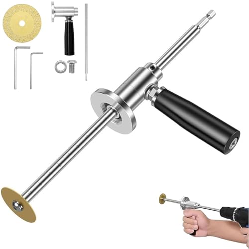 Inside Pvc Pipe Cutter with Diamond Grit Cutting Wheel and Handle, Fit for 1-1/2 Inch to 8 Inch, 7 Inch Adjustable Cutting Depth, 1/4in Hex Shank Fit for Impact Drivers and Drills (Silver)