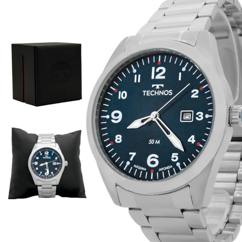 Relógio Masculino Technos Aço Inoxidável Prata Analógico Resistente a Água Original 2115TYR1A
