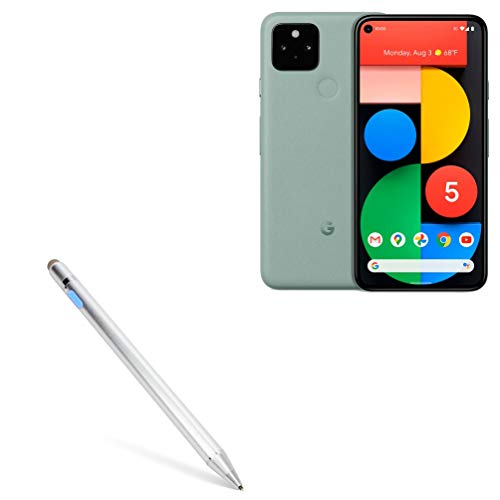 BoxWave Stylus Pen Compatible with Google Pixel 5 (Stylus Pen AccuPoint Active Stylus, Electronic Stylus with Ultra Fine Tip for Google Pixel 5 - Metallic Silver